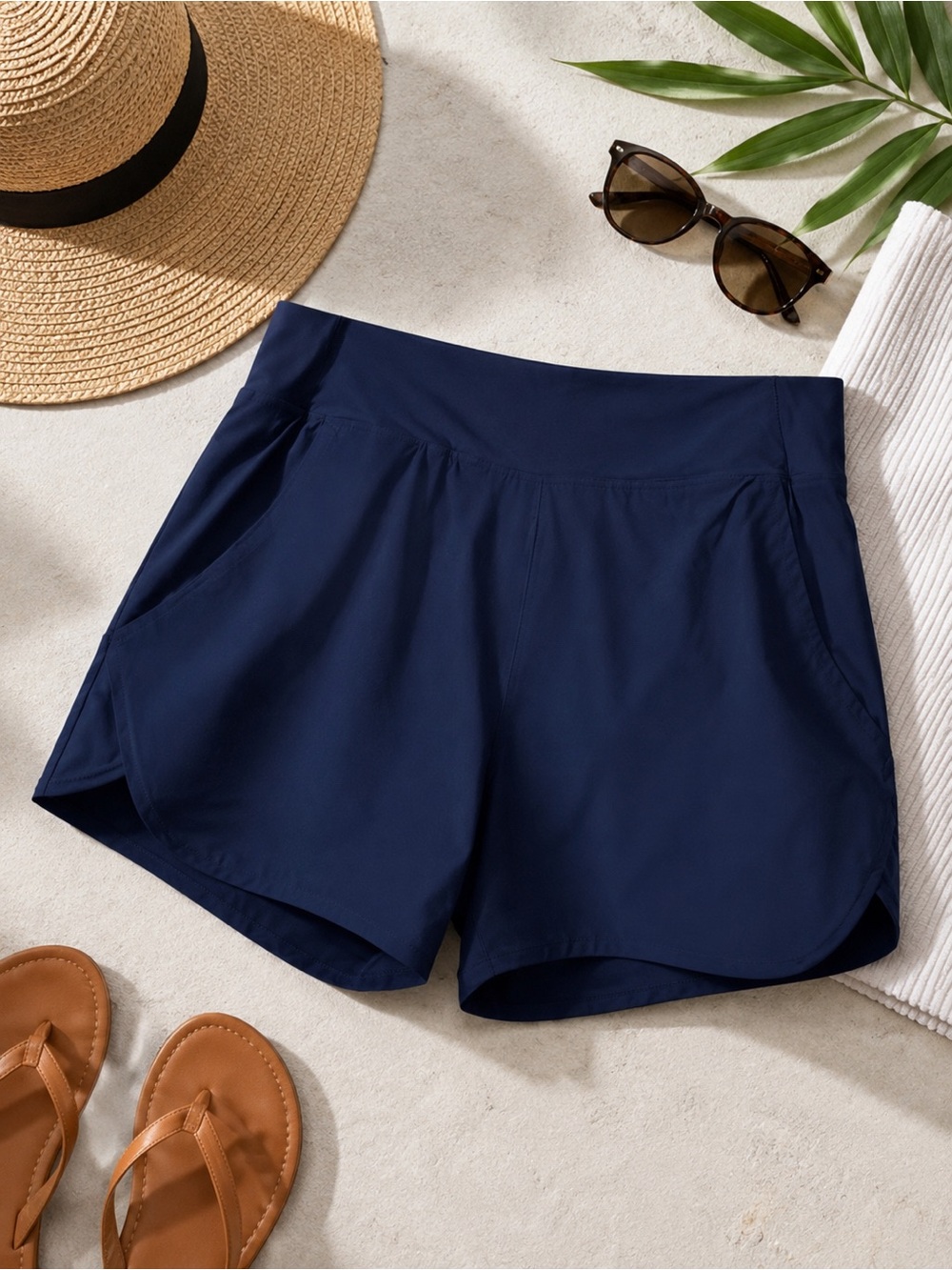 NWOT Lands End Navy Blue Swim Shorts with Built-in Bikini Bottoms Size 10